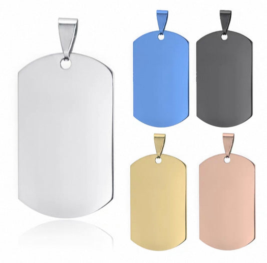 Custom Engraved Stainless Steel Dog Tag Necklace – Personalized Pendant (5 Colors)