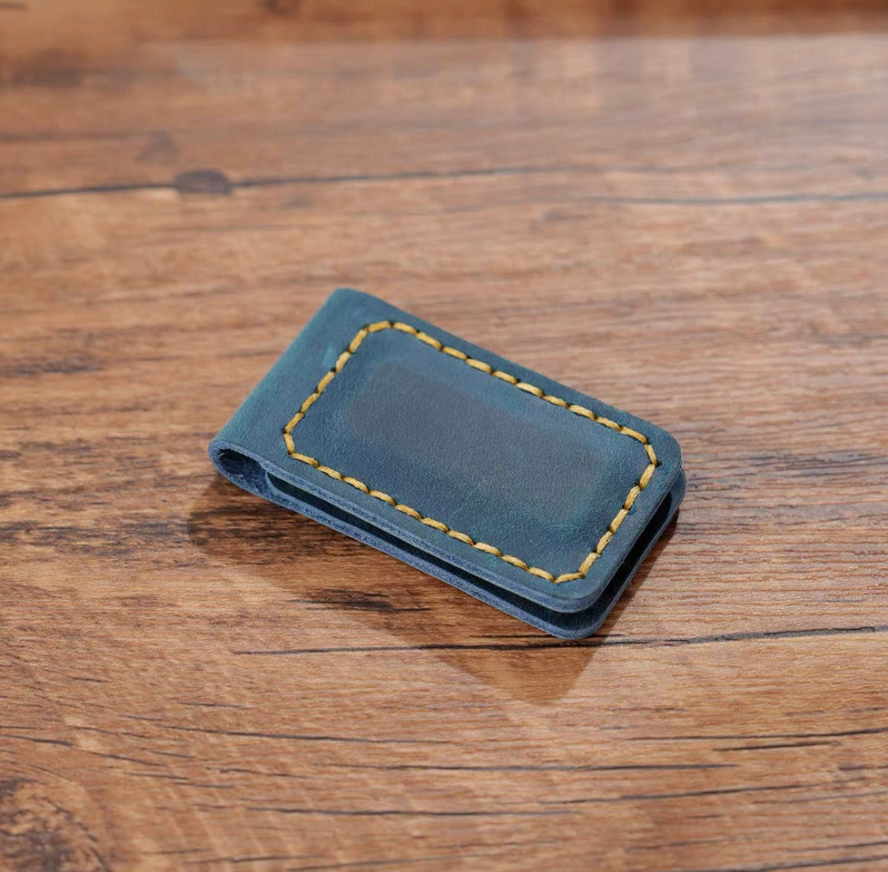 Code & Copper™ — Hand-Stitched Crazy Horse Leather Magnetic Money Clip